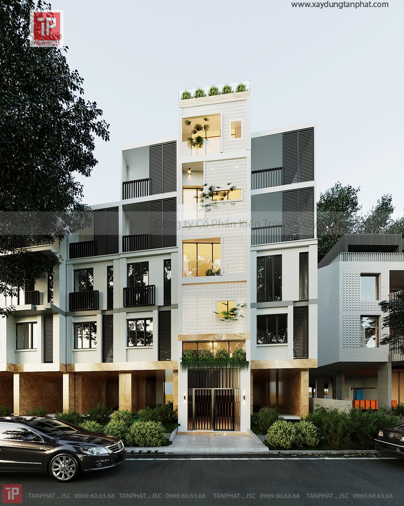 thiết kế nhà phố 5 tầng